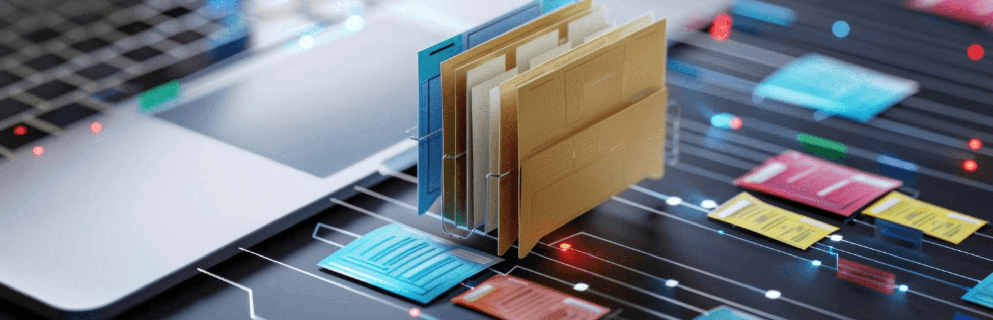 Imagem conceitual ilustrativa de um software de gestão de arquivos